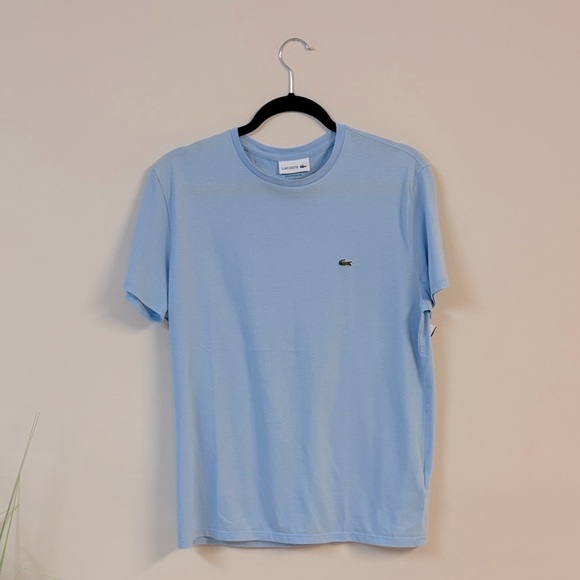 BNWOT Lacoste Men's Sky Blue Pima cotton Short Sleeve Tee size L - Picture 2 of 6